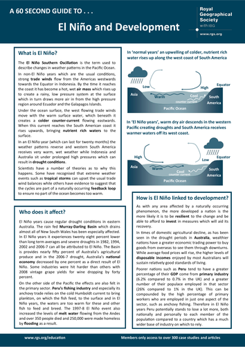 60 Second Guide - El Nino and Development