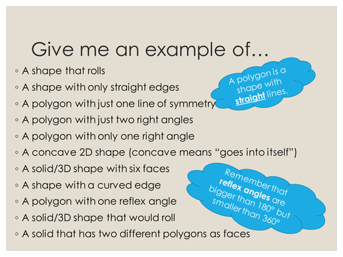 Description of shapes including quadrilaterals | Teaching Resources