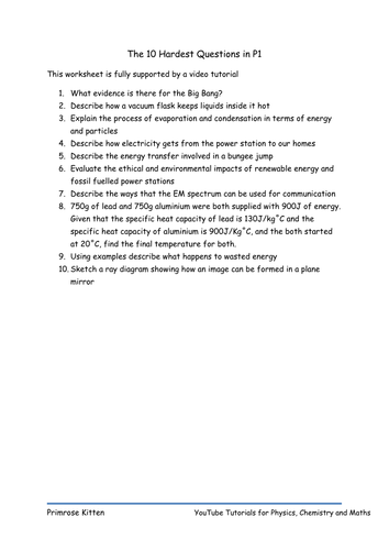 The 10 Hardest Questions in P1. AQA GCSE Revision for Physics or Core