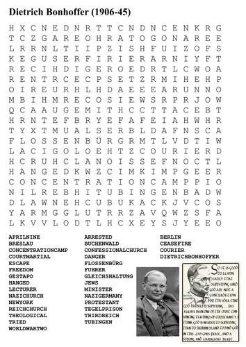 Dietrich Bonhoeffer Word Search