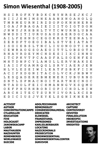 Simon Wiesenthal Word Search