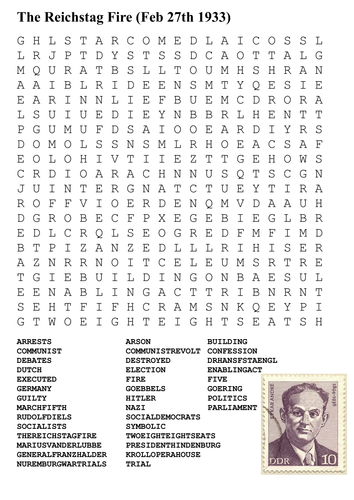 The Reichstag Fire Word Search