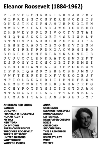 Eleanor Roosevelt Word Search