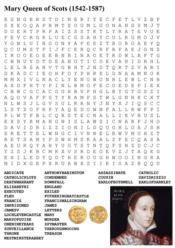 Mary Queen of Scots Word Search