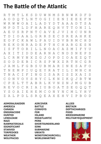 The Battle of the Atlantic Word Search - World War Two