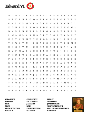 Edward VI Word Search