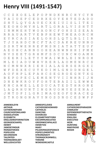 Henry VIII Word Search