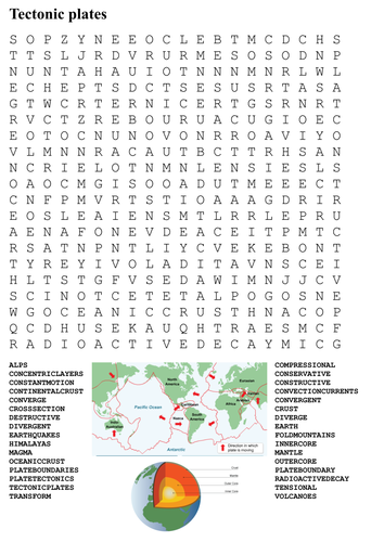 Tectonic Plates Word Search