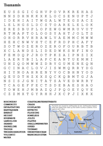 Tsunamis Word Search