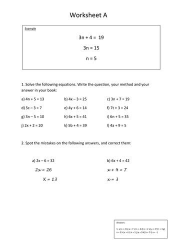 Solving Equations | Teaching Resources