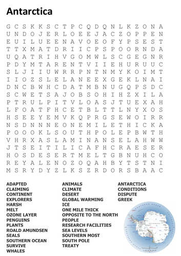Antarctica Word Search