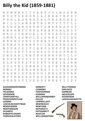 Billy the Kid Word Search