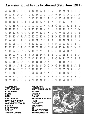 Assassination of Franz Ferdinand Word Search