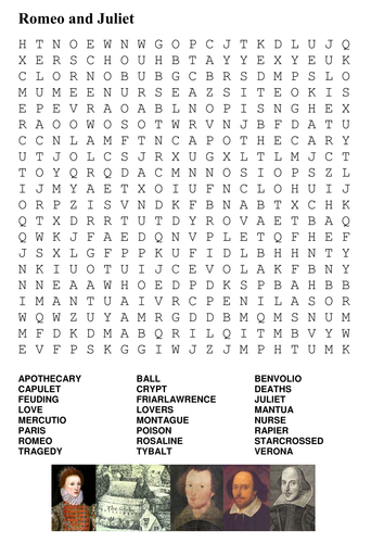 Shakespeare - Romeo and Juliet Word Search