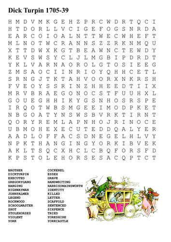 Dick Turpin Word Search