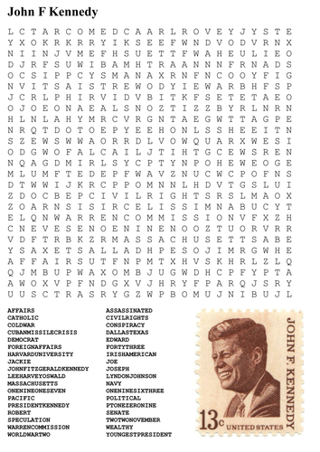 John F Kennedy Word Search