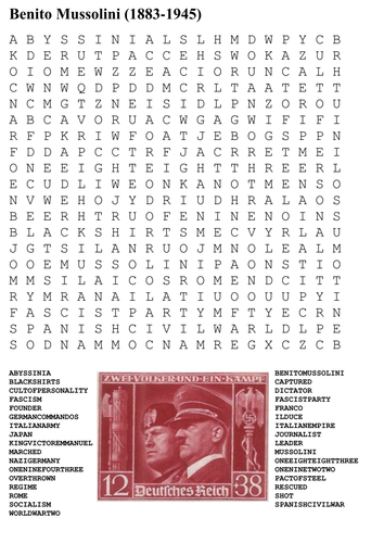 Benito Mussolini Word Search