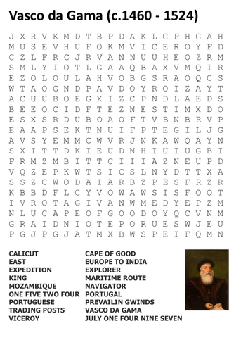 Vasco da Gama Word Search