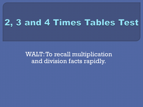 Sample of 53 PowerPoint times table tests