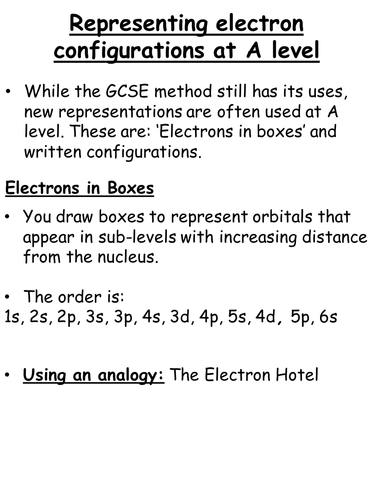 Electron configurations at A Level