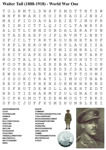 Walter Tull - World War One Word Search