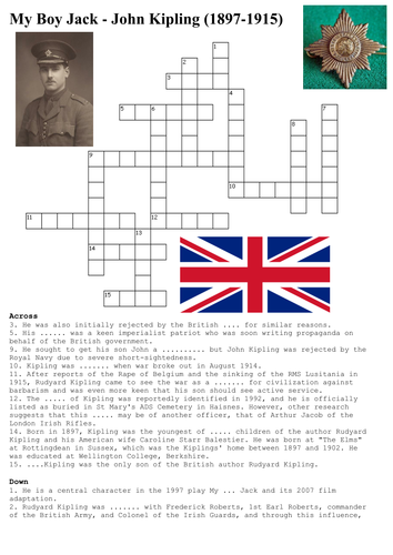 My Boy Jack - World War One Crossword