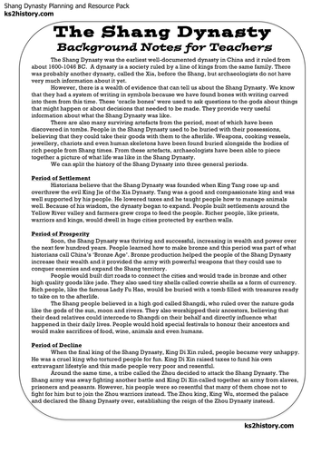 worksheets 1 grade for jobs KS2History by Teacher's Dynasty  Shang KS2 Guide