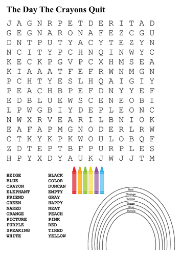 The Day The Crayons Quit Word Search and Color by sfy773 - Teaching ...