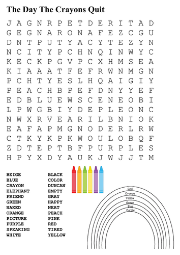 The Day The Crayons Quit Word Search and Color