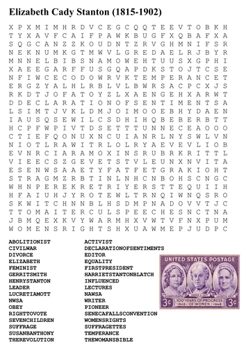 Elizabeth Cady Stanton Word Search