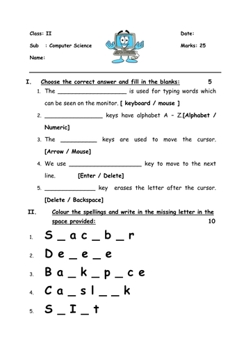 keyboard worksheet for grade 2 by akhilasanky teaching resources tes