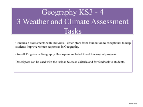  Geography Assessment, Weather and Climate Progress Planning, ' No Levels'