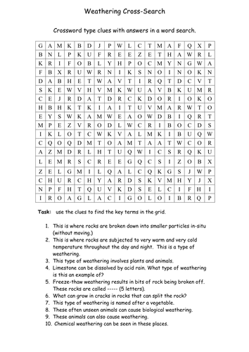 Geography, Weathering, Cross Search  Activity