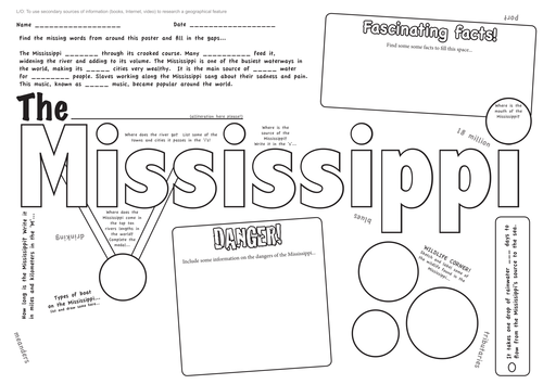 Mississippi river puzzle sheet
