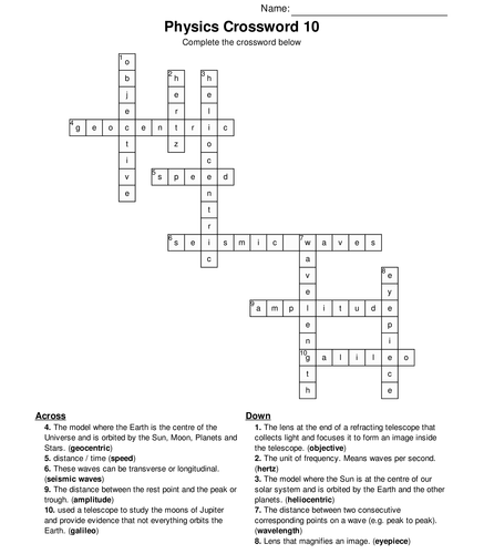 GCSE Physics Bumper Fun Crossword Pack. 10 Crossword included with Solutions AQA Edexcel OCR