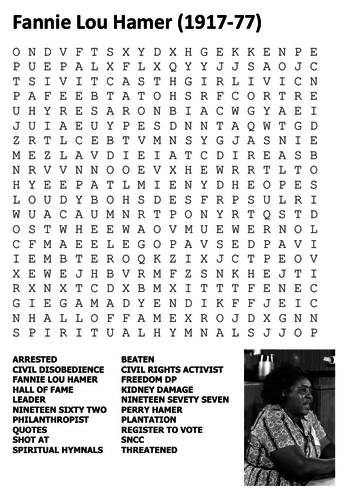 Fannie Lou Hamer Word Search