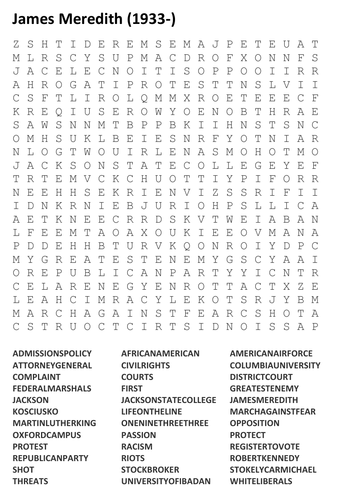 James Meredith Word Search