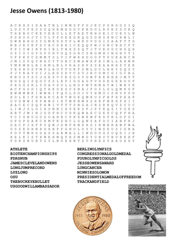 Jesse Owens Word Search