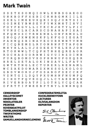 Mark Twain Word Search