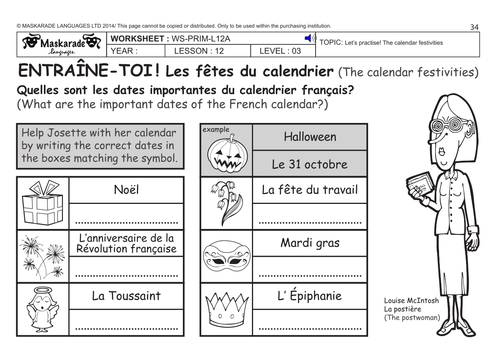 FRENCH KS2 -Level 3 - KS3 (Year 7): Calendar festivities / Shopping for someone's birthday
