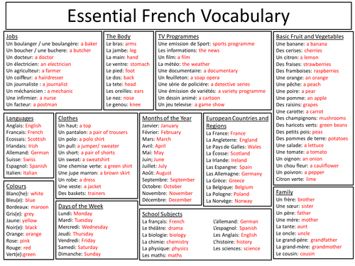 Essential French Vocabulary