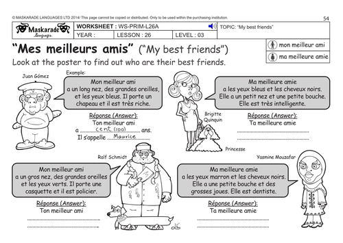 french ks2 level 3 ks3 year 7 describing my friends