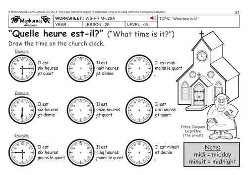 french ks2 level 3 ks3 year 7 what time is it teaching resources