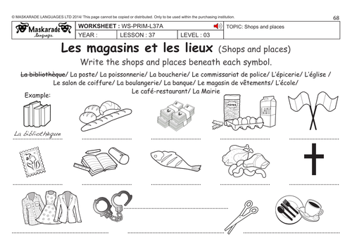 FRENCH KS2 Level 3 - KS3 (Year 7): Shops and places by ...