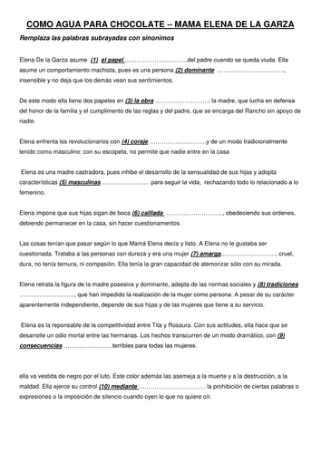 Como Agua Para Chocolate - Characters