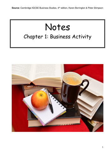 The Purpose of Business Activity Revision Notes