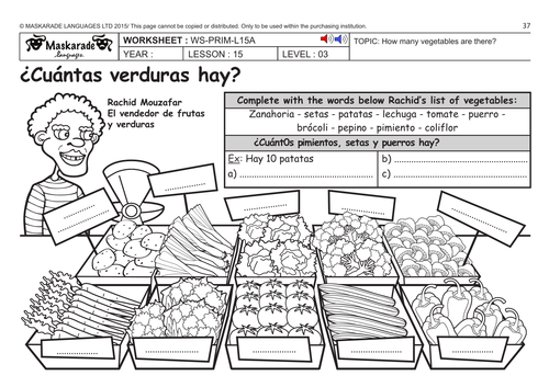 SPANISH KS2 Level 3 - KS3 (Year 7): At the fruit and vegetables market