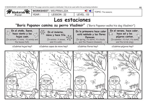 SPANISH KS2 Level 3 - KS3 (Year 7): The seasons/ Calendar festivities/ Months/ Easter