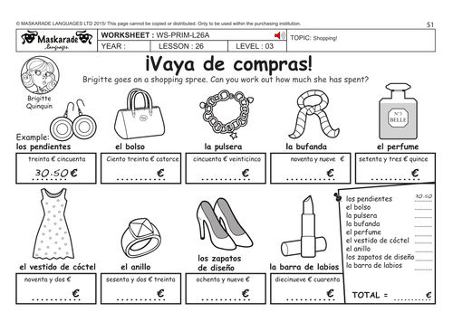 Shopping booklet, Shops, KS3 Spanish teaching resource