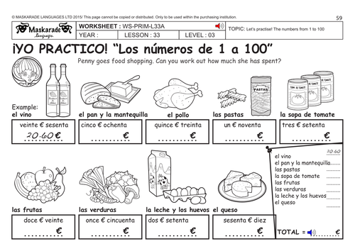 spanish ks2 level 3 ks3 year 7 practising numbers from 1 to 100